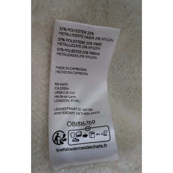 Women's Anthropologie Ivory Fuzzy Tie-Back Crew Neck Sweater M - Picture 10 of 10